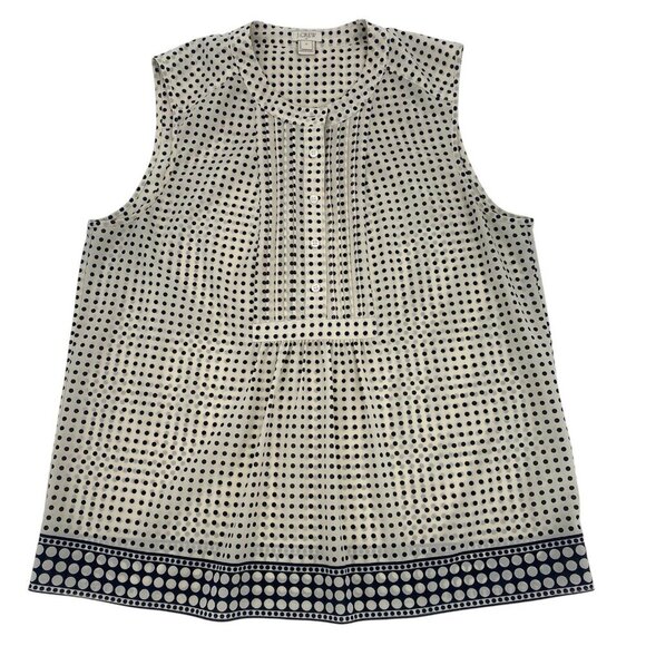 J. Crew Women's Size 12 Polka Dot Pintuck Sleeveless Blouse - Picture 1 of 10